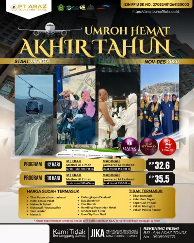 Paket Umrah Akhir Tahun 2026 Araz Tours
